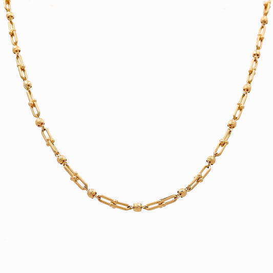14k Yellow Gold Fashion TT Link Women's Necklace with Balls / Size: 18" / Weight: 13.6 GR / CCFNK4TT