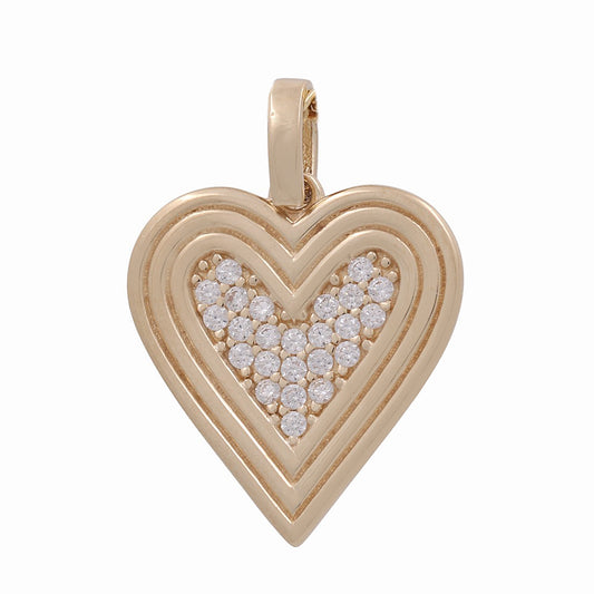 14K Yellow Gold Heart Pendant / CZ / Weight: 1.5 GR / DPPD4HR-1