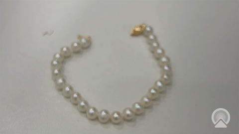14K Yellow Gold Pearl Bracelet With Ribbon / Size: 7" / CSWB4PR