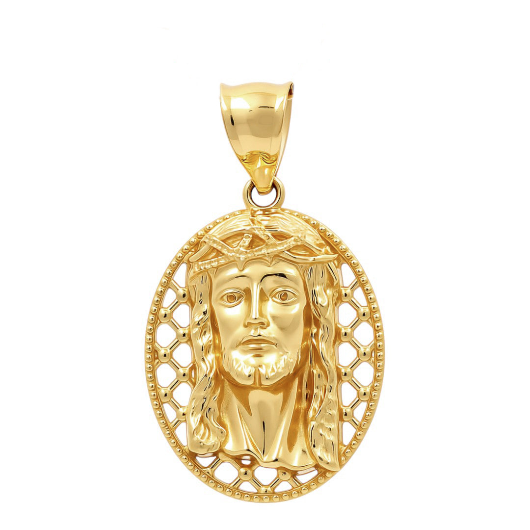 14K Yellow Gold Jesus Head Medal Pendant / Weight: 2.4 GR / COPD4CR-15
