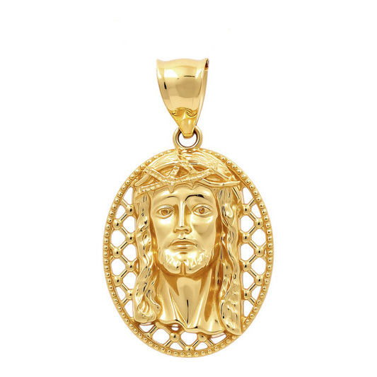 14K Yellow Gold Jesus Head Medal Pendant / Weight: 2.4 GR / COPD4CR-15