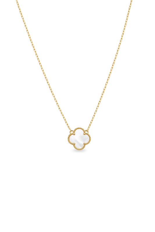 10K Yellow Gold White Clover Necklace / Size: 18" / Weight: 2.7 GR / BQNK0CLV-3