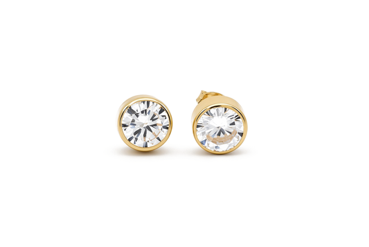 14K Yellow Gold Fashion Stud Earrings with Cz / 6-CH-R-7