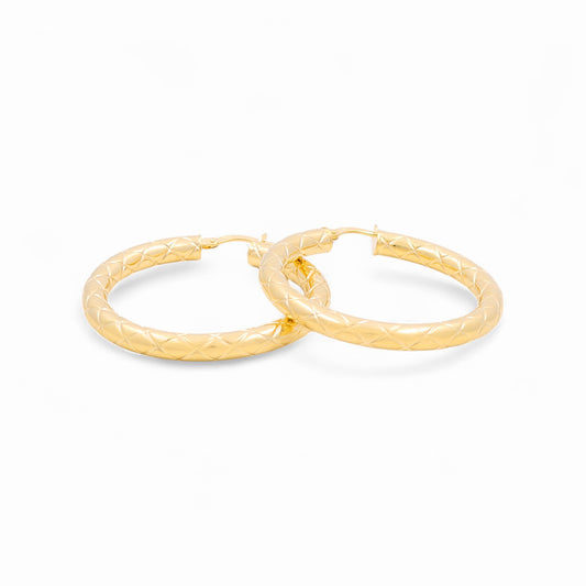 14K Yellow Gold Women's Fashion Hoops Earrings / Size: 3.5mmx30mm / Weight: 3.8 GR / 240-00820