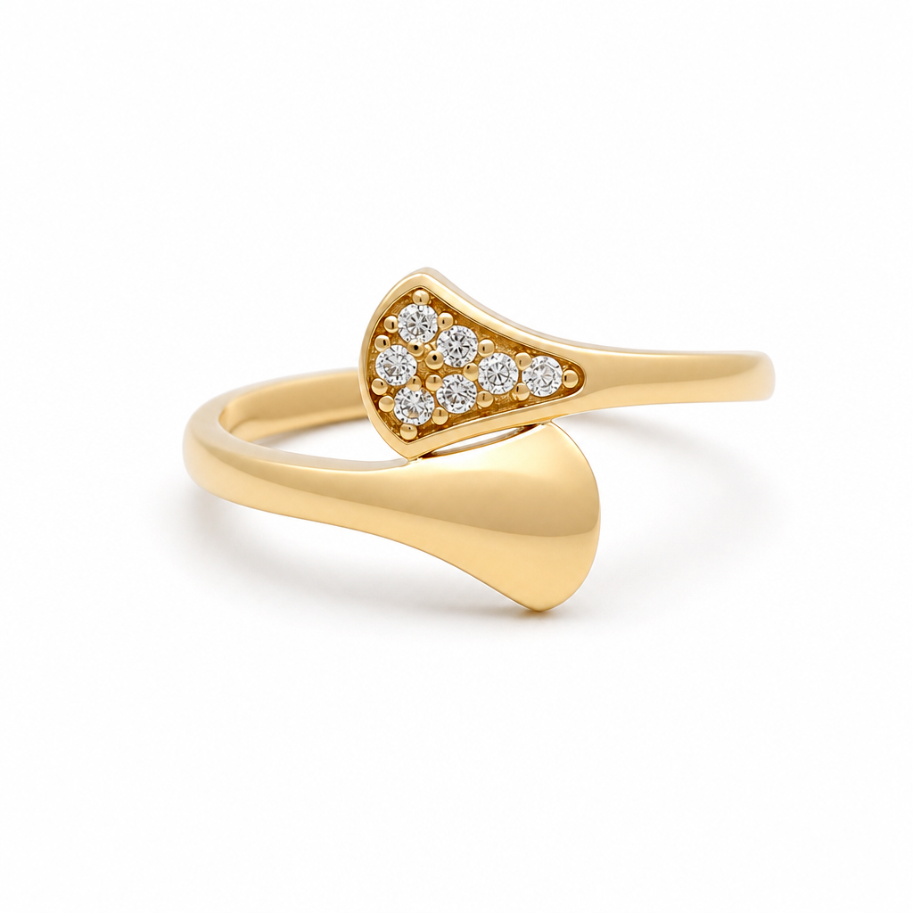 10K Yellow Gold Fashion Women's Ring with Cz / Size: 7.5 / Weight: 1.2 GR / DQWR0FS-73
