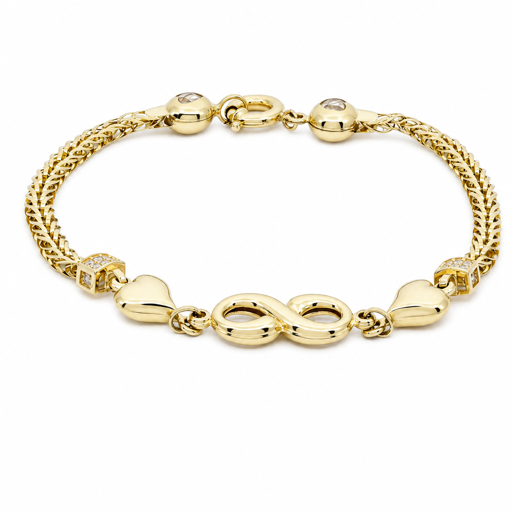 14K Yellow Gold Women's Bracelet with Infinity and Cz / Size: 7.5" / Weight: 6.1  GR / DOWB4IFHR