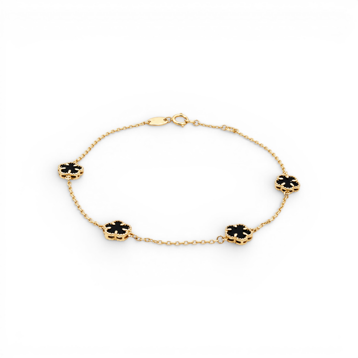 14K Yellow Gold Black Clover's Fashion Women's Bracelet / Size:7'' /  Weight: .8GR / 401-01961