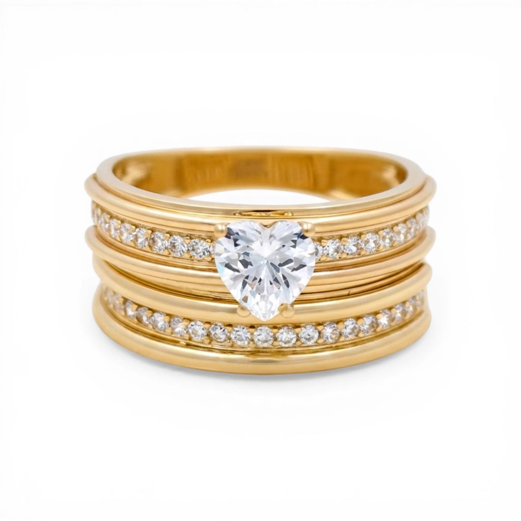 10K Yellow Gold Women’s Bridal Set with Heart / Stone: Cz / Size: 8.5 / Weight: 6.3 GR