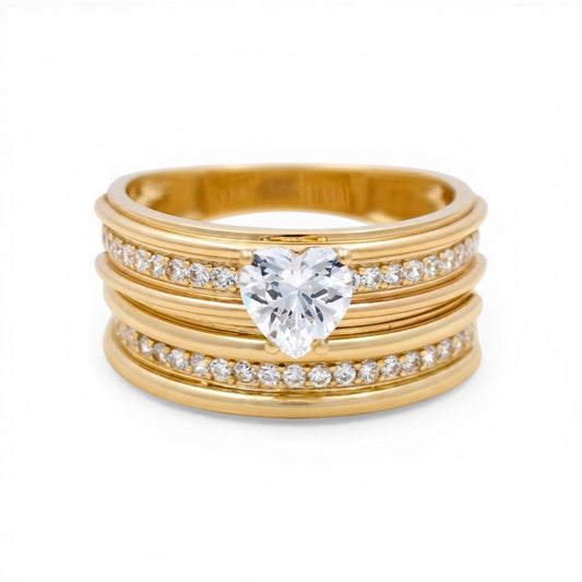 10K Yellow Gold Women’s Bridal Set with Heart / Stone: Cz / Size: 8.5 / Weight: 6.3 GR