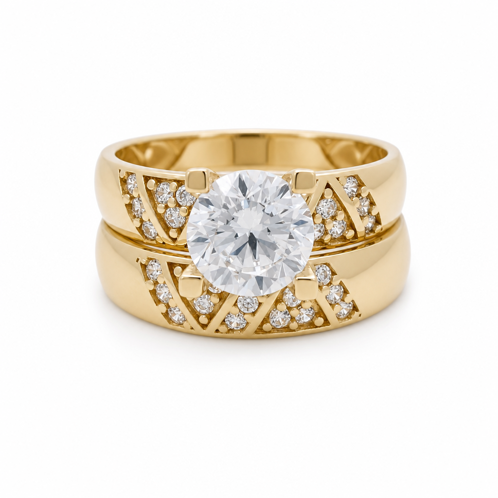 10K Yellow Gold Women’s Bridal Set / Stone: Cz / Size: 7.5 / Weight: 3.9 GR
