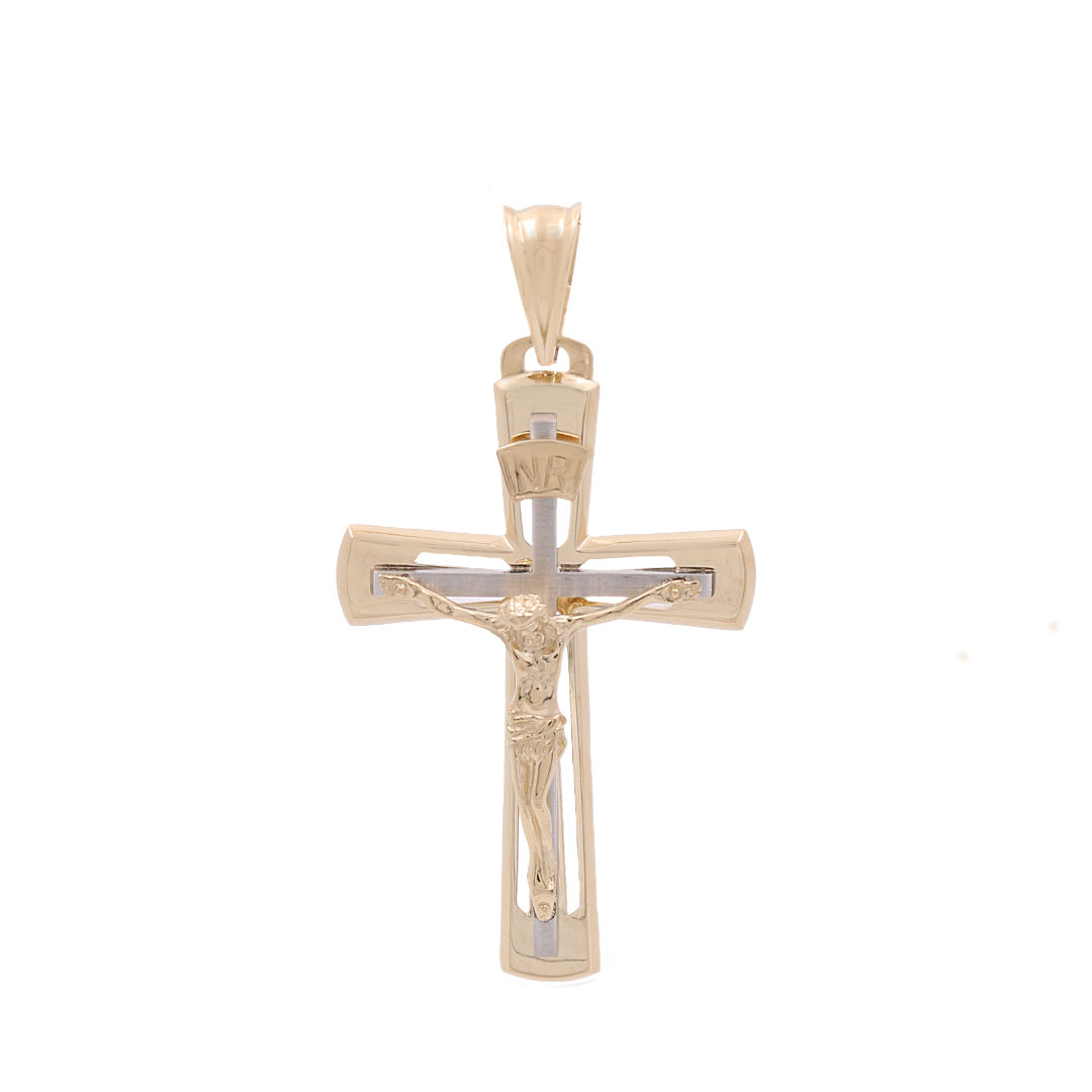 14K Yellow and White Gold Cross with Christ / Weight: 8 GR / ISPDTT4CRS-3