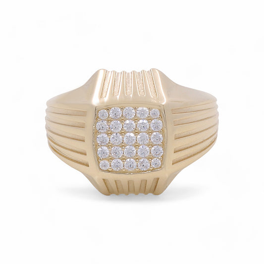 Anillo de moda para hombre de oro amarillo 14K / Zirconia / Talla 11 / Peso: 6.5 GR / COMR4FS-6