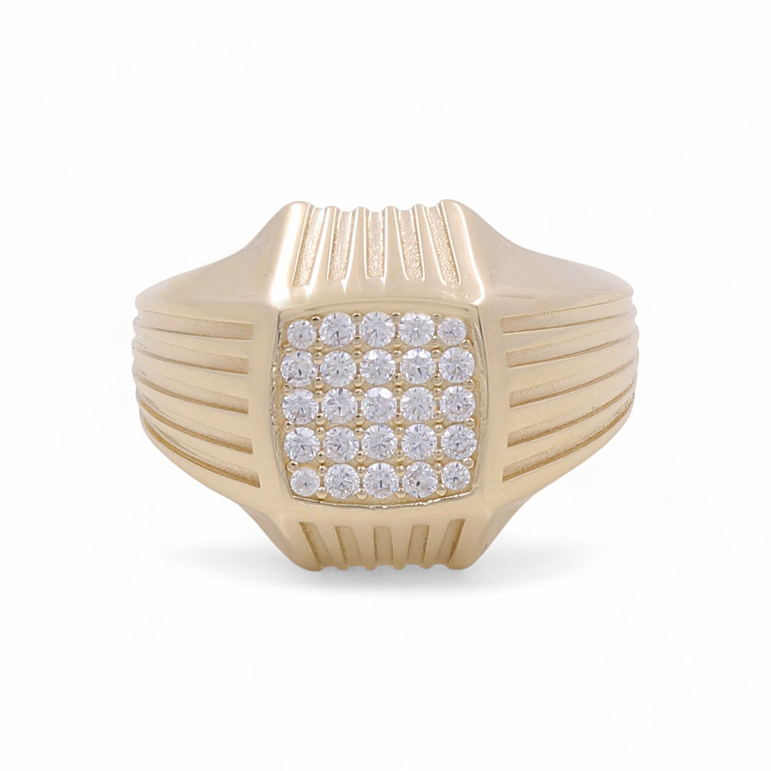 14K Yellow Gold Men’s Fashion Ring / CZ / Size 10 / Weight: 5.7 GR / COMR4FS-6