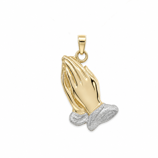 14K Yellow and White Gold Prayer Hands Pendant / Weight: 3.9 GR / MGPDTT4HND