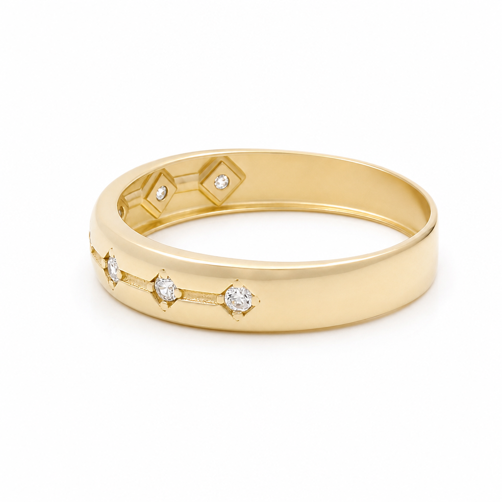 14K Yellow Gold Men’s Wedding Band / Stone: Cz / Size: 10 / Weight: 2.2 GR / IEEMWB4BS-5
