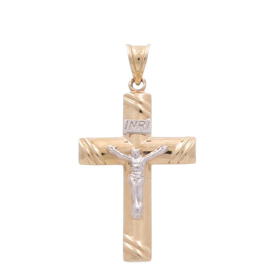 10K Yellow and White Gold Cross with Christ Pendant / Weight: 1 GR