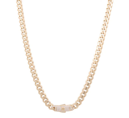14K Yellow Gold Monaco Semisolid Chain / Stone: Cz / Size: 9mm 18" / Weight: 28.7gr / DOCH4MON9-18