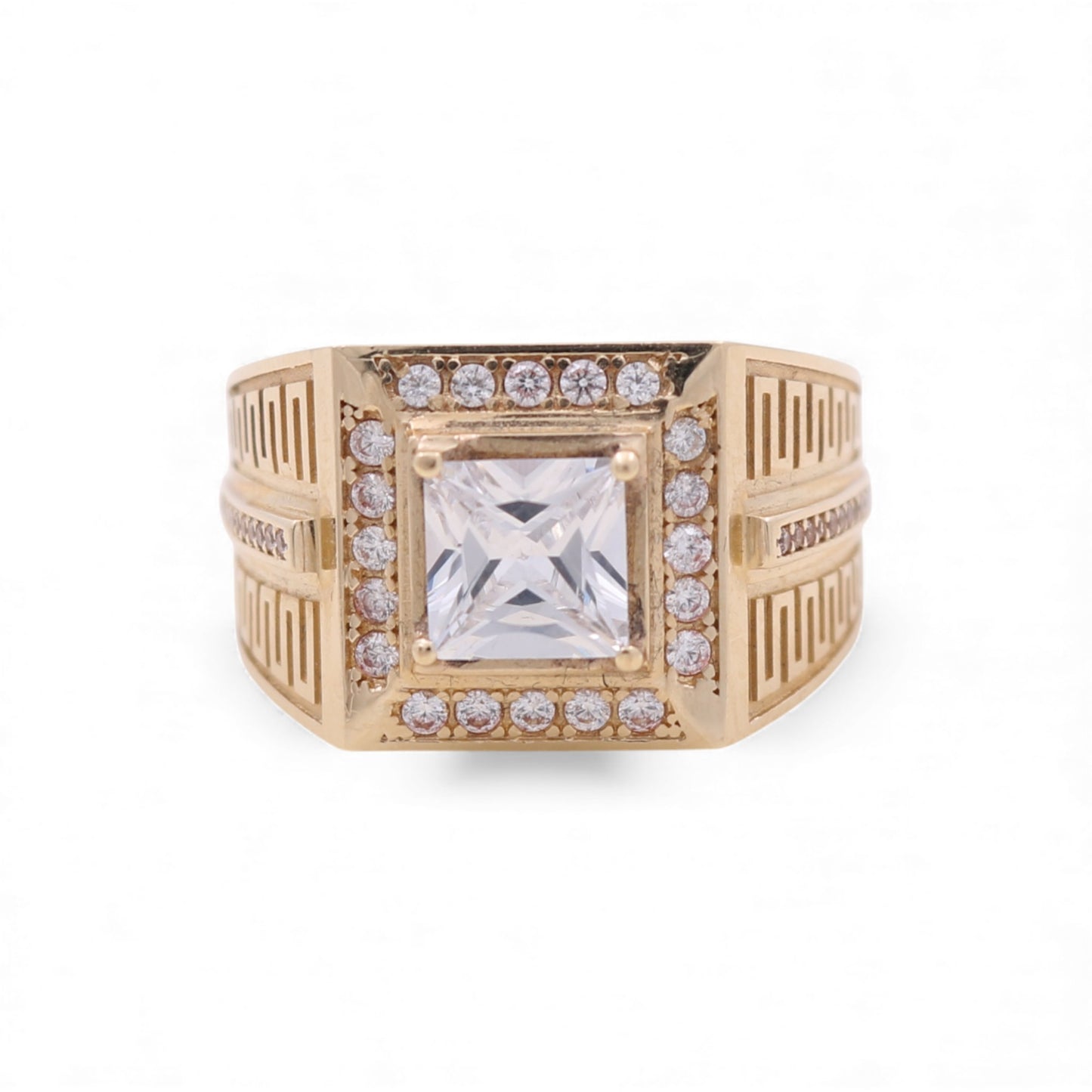 14K Yellow Gold Square Men's Ring / Size 11 / Weight: 12.7 GR / BOMR4FS-17