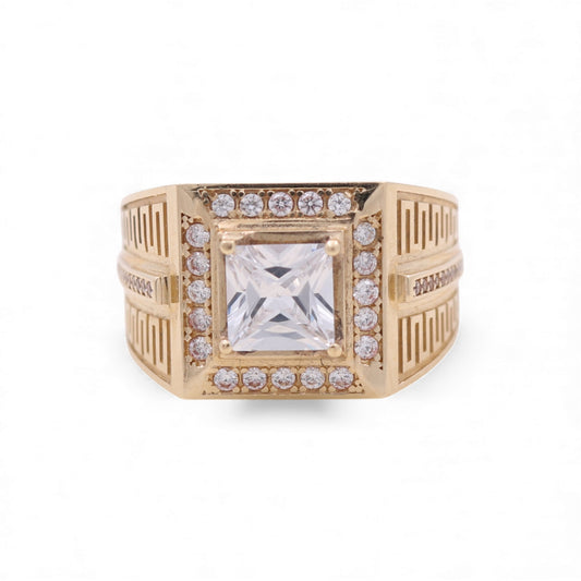 14K Yellow Gold Square Men's Ring / Size 11 / Weight: 12.7 GR / BOMR4FS-17