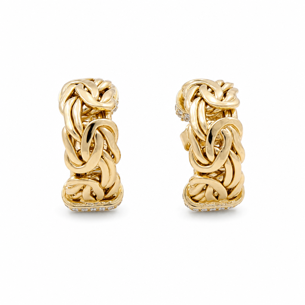 10K Yellow Gold Byzantine Hoops Earring  / Size: 7mmx11mm / Weight: 4.4 GR / DQEH0BZ