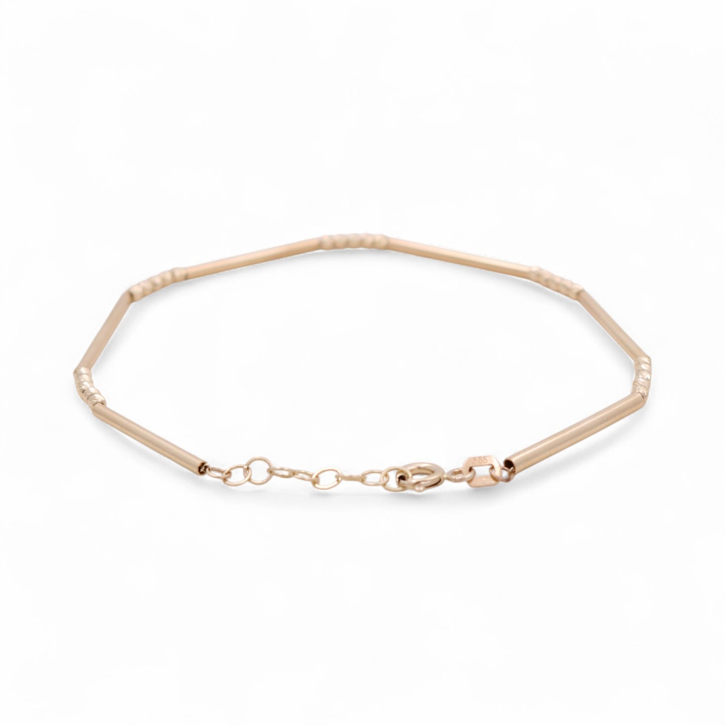 14K Yellow Gold Fashion Link Bracelet with Diamond Cut Balls / Size: 7” / Weight: 2.4 GR / DQWB4FSBLL