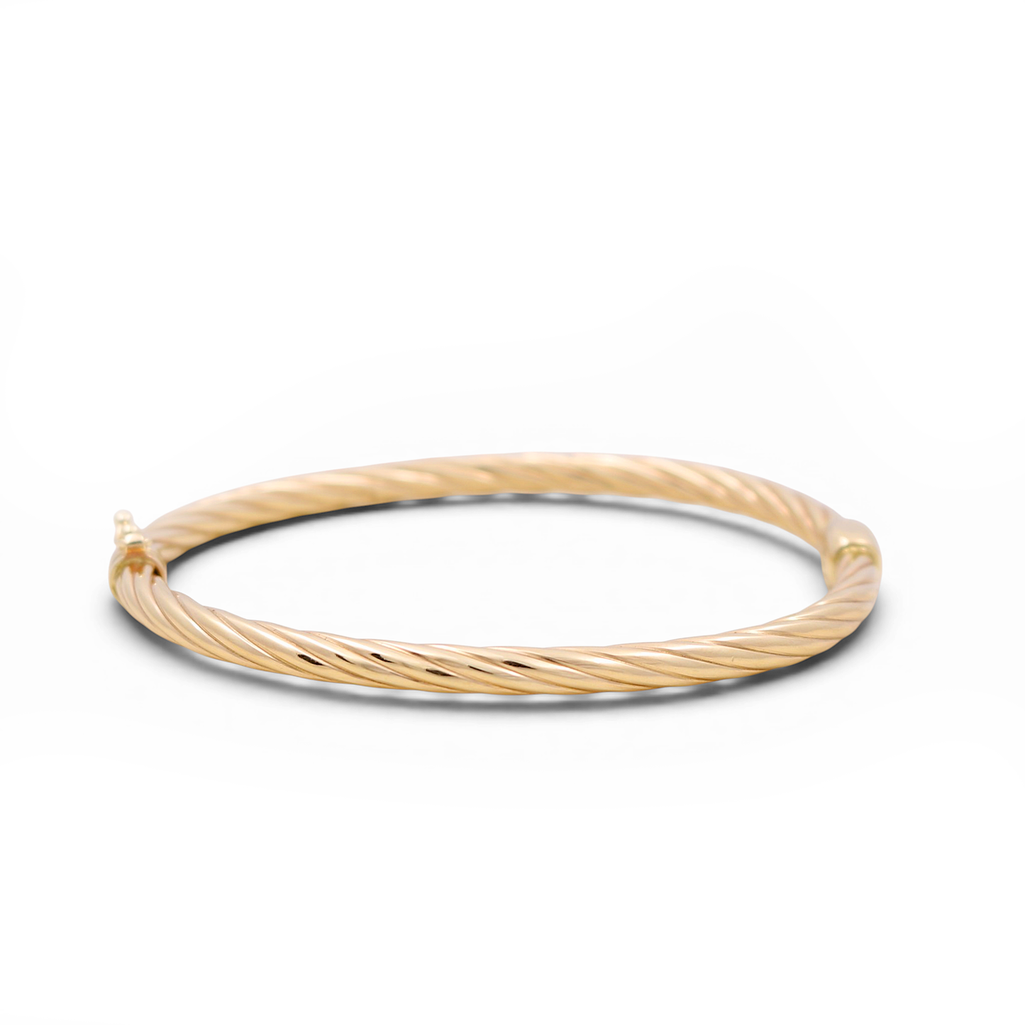 14K Yellow Gold SemiSolid Twist Bangle Bracelet / Weight: 9.5 GR