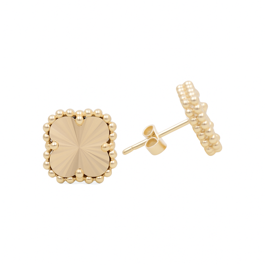 14K Yellow Gold Clover Women's Stud Earrings / Size: 10MM / Weight: 3.5 GR / DOES4CLV-1