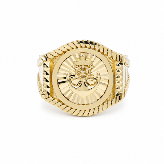 10K Yellow Gold Anchor Men' Ring / Size: 11.5 / Weight: 7.4 GR / P04FM-514
