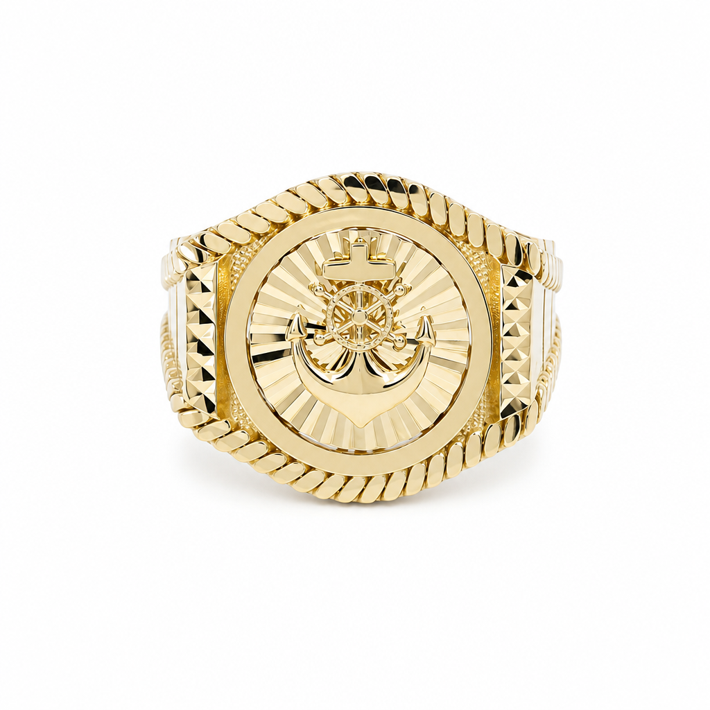 Anillo de ancla para hombre de oro amarillo 10K / Talla: 11.5 / Peso: 7.4 GR / P04FM-514