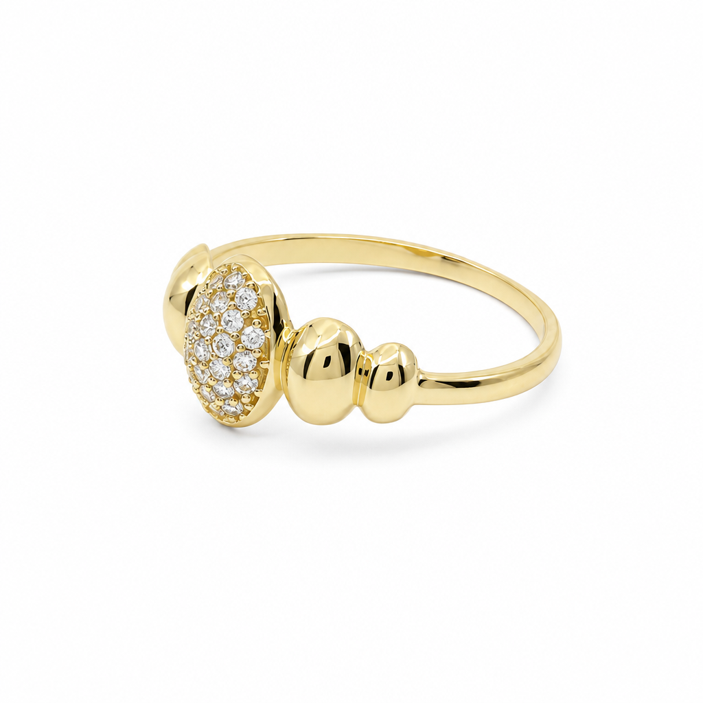 10K Yellow Gold Fashion Women's Ring with Cz Stone / Size: 7 / Weight: 1.3 GR / P53R-609