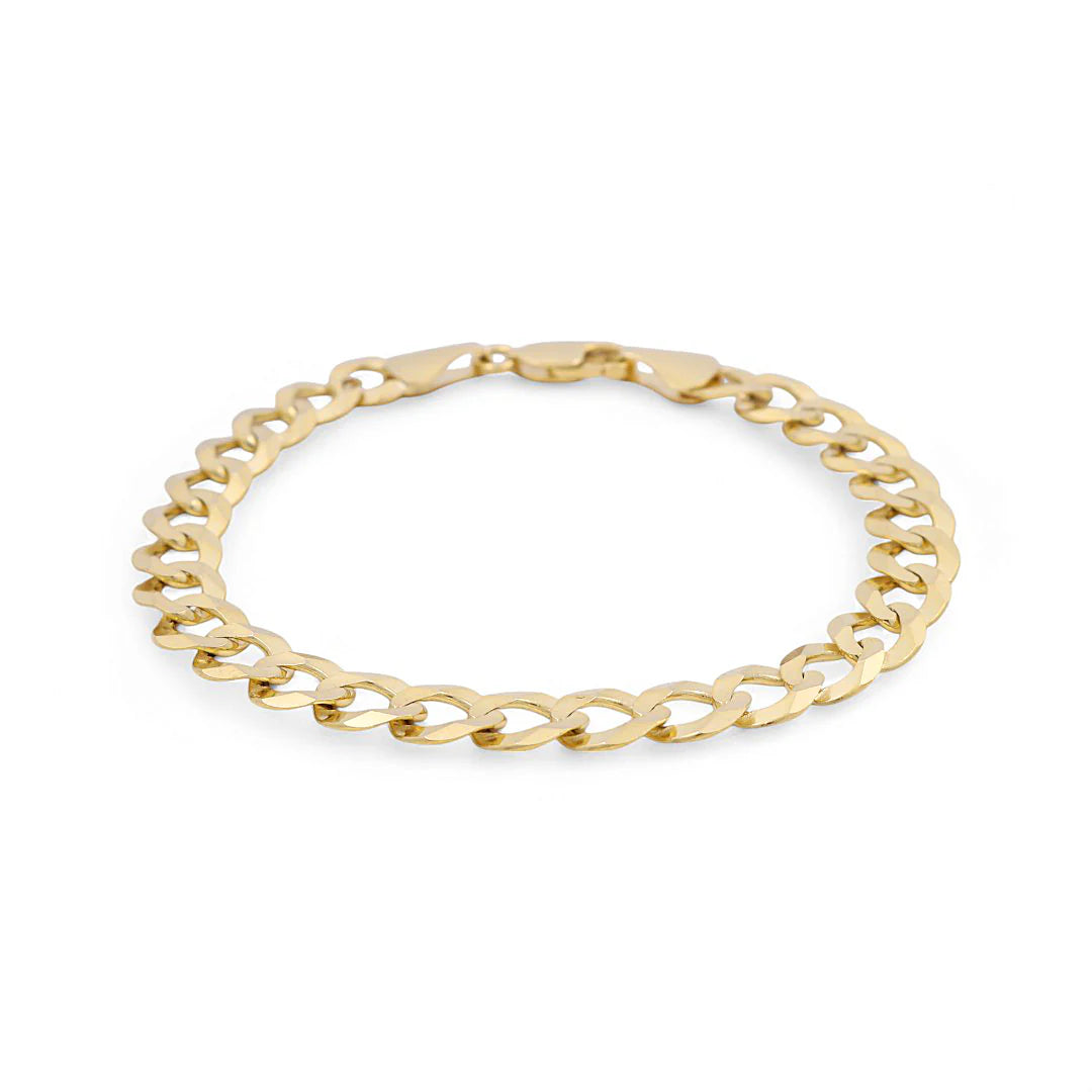 10K Yellow Gold Flat Curb Men's Bracelet / Size: 5mm 8" / Weight: 4.9 GR / FCCSMB0CB5-8
