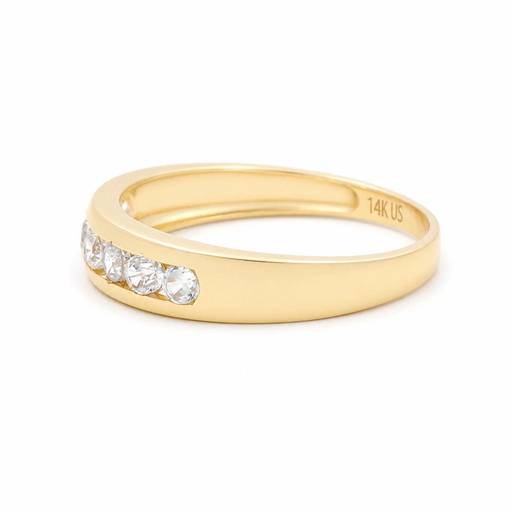14K Yellow Gold Men's Wedding Band / Stone: Cz / Size: 10 / Weight: 2.2 GR