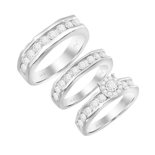 10K White Gold Diamond Trio Set Ring / Stone: 0.33CT / Size: 7 & 10 / 88319W