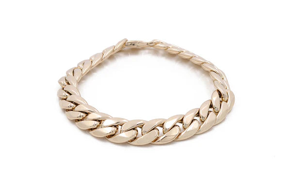 14K Yellow Gold Semisolid Cuban Link Men's Bracelet / Size:10mm 8" / Weight: 13.8 GR / CSMB4CL10-8