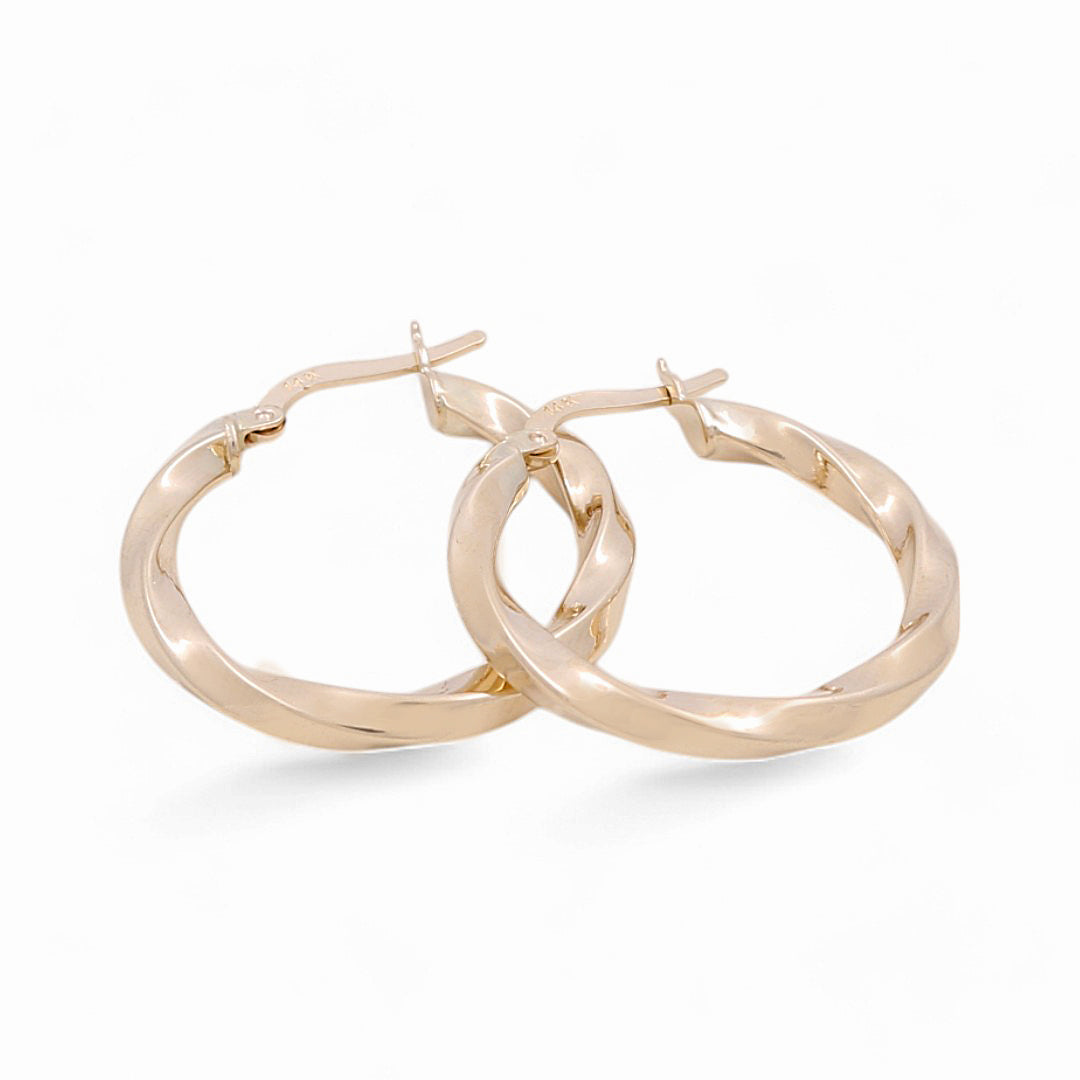 14K Yellow Gold Twist Hoops Earrings / Size: 3mm X 21mm / Weight: 2.4 GR / KOEH4TR3x21