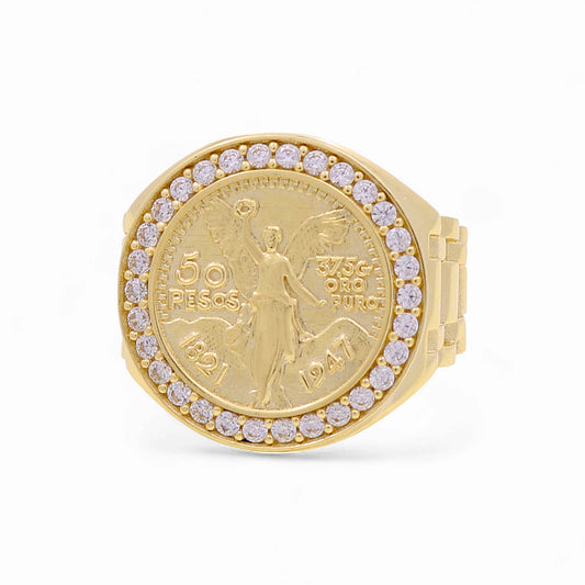 10K Yellow Gold Centenary Men’s Ring with White Cz / Size 10.5 / Weight: 8.1 GR / DQMR0CN