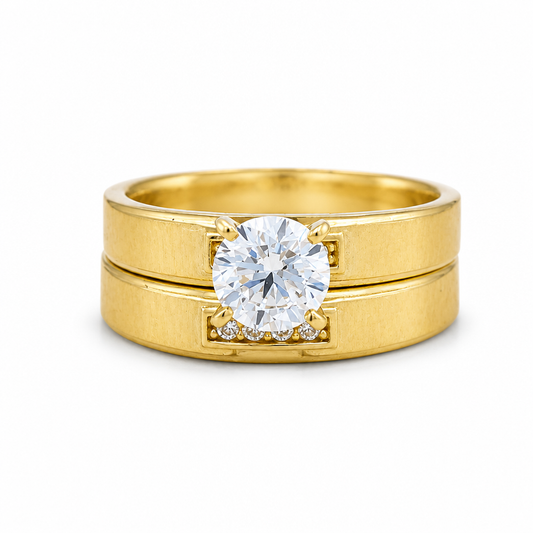 14K Yellow Gold Women’s Bridal Set / Stone: Cz / Size: 7.5 / Weight: 4.1 GR