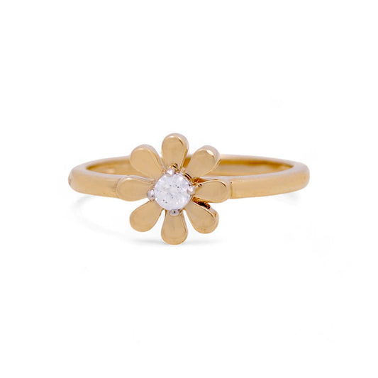 14K Yellow Gold Woman’s Flower Ring / Stone: CZ / Size: 6.5 / Weight: 2.2GR / IEEWR4FL-3