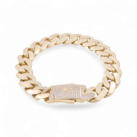 Pulseras Monaco de oro amarillo de 14 quilates / Piedra: Cz / Tamaño 13 mm 8,5" / Peso 22,9 GR / COMB4MON13-8.5 