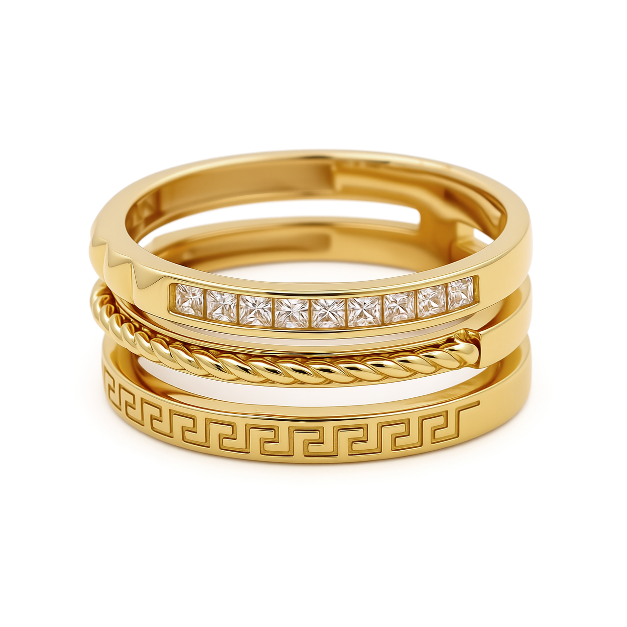 14K Yellow Gold Fashion Women's Ring with Cz / Size: 7 / Weight: 5.3 GR / CEEWR4FS-6