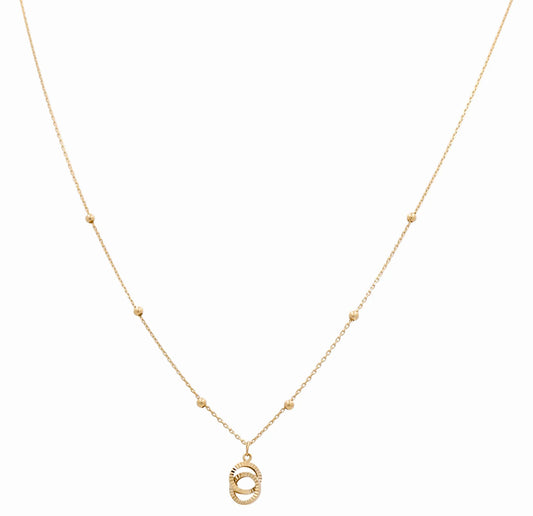 14K Yellow Gold Fancy Ball Link With Fashion Pendant / Size: 17" / Weight: 2.5gr / DANK4FS