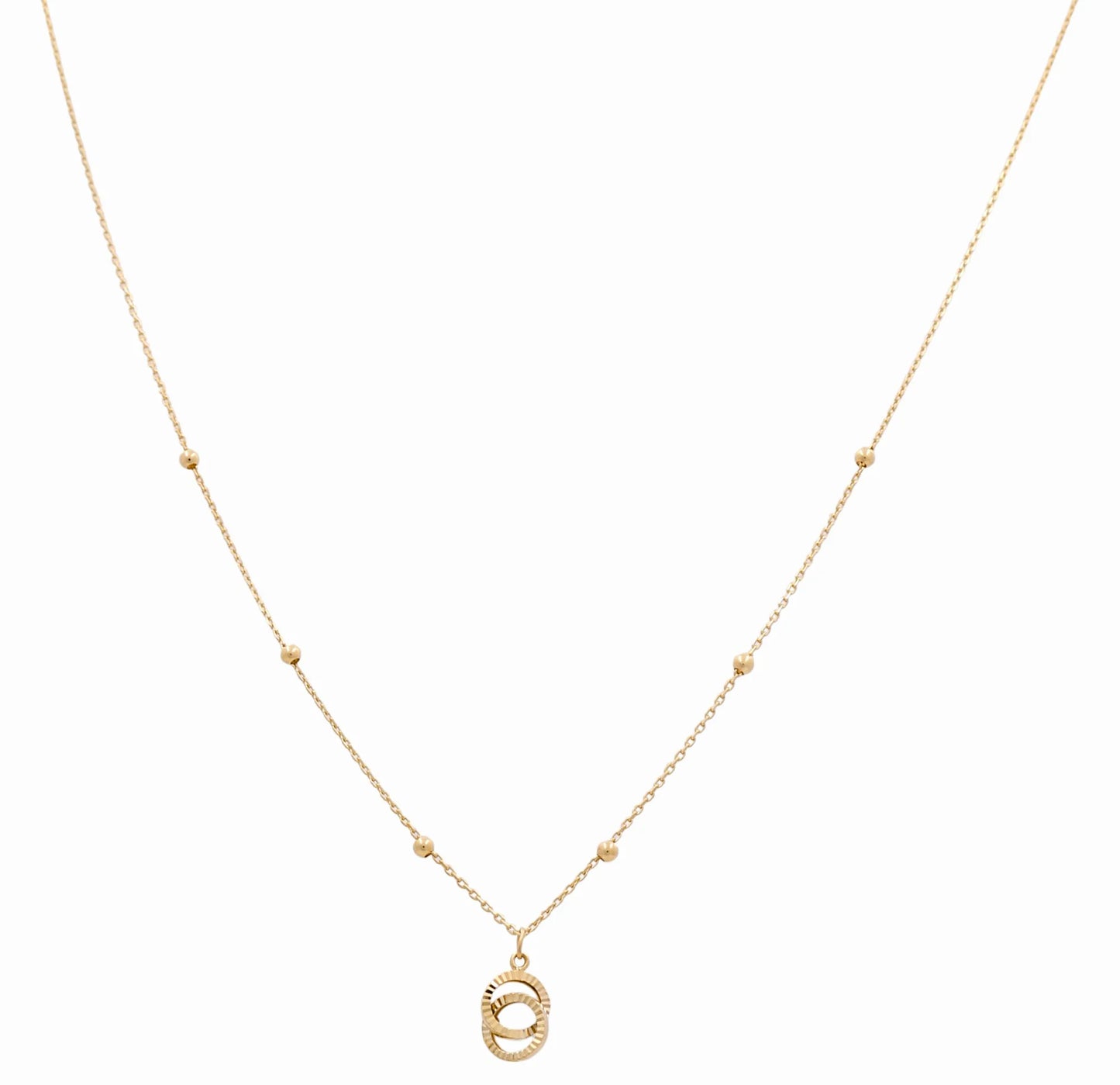 14K Yellow Gold Fancy Ball Link With Fashion Pendant / Size: 17" / Weight: 2.5 GR / DANK4FS