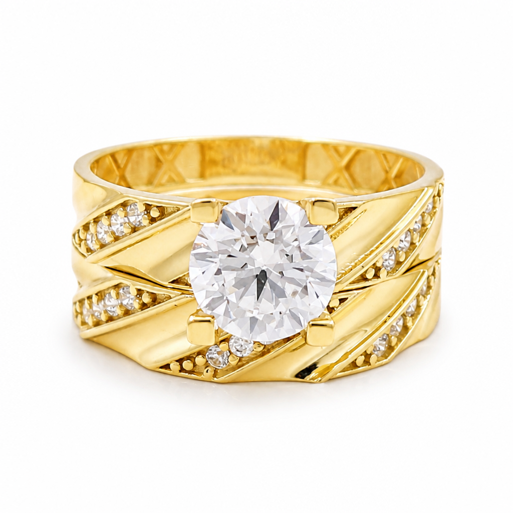 10K Yellow Gold Women’s Bridal Set / Stone: Cz / Size: 8 & 7.75 / Weight: 3.8 GR / CQWR0BS-2