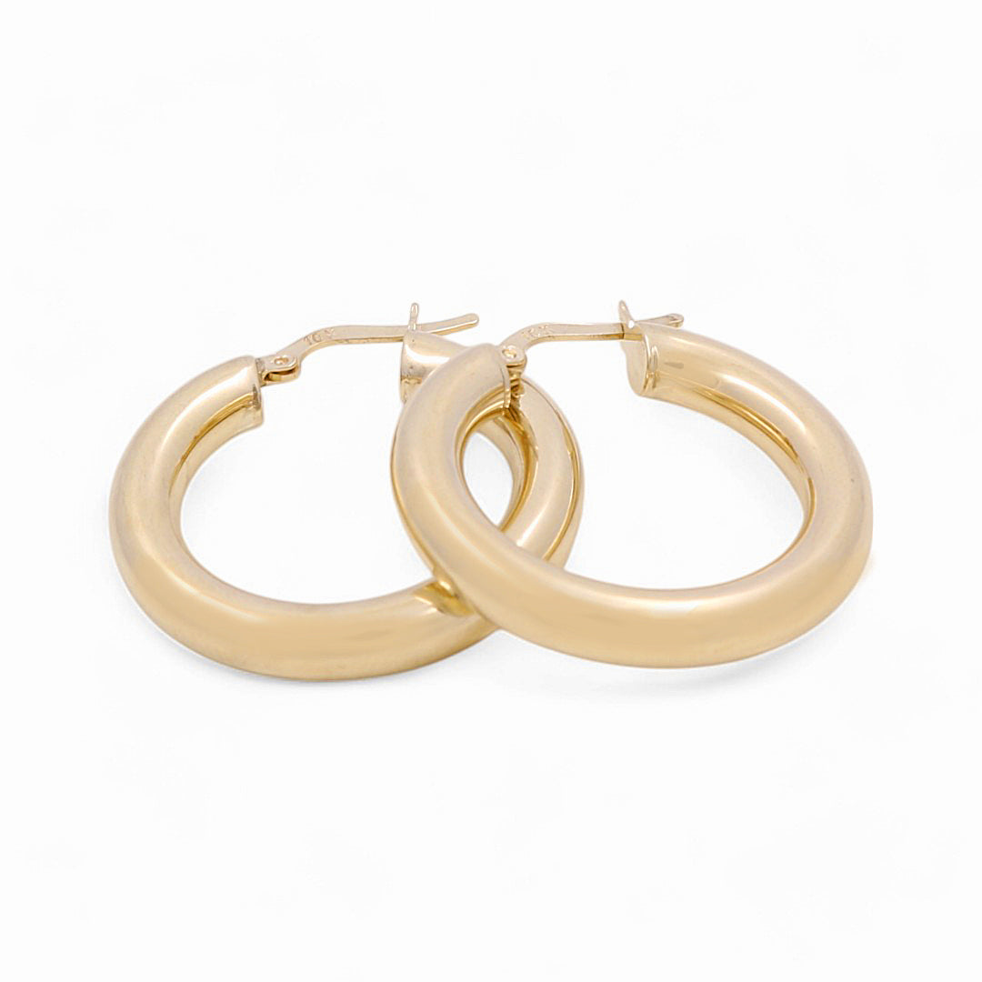 10K Yellow Gold Plane Hoops Earrings / Size: 5mm X 20.5mm / Weight: 3.9 GR / KOEH0PL5x20.5