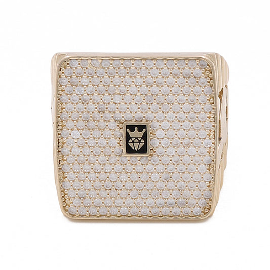 Anillo Mónaco para hombre en oro amarillo de 14 quilates / CZ / Talla 9 / Peso: 10,3 GR / COMR4MON-3