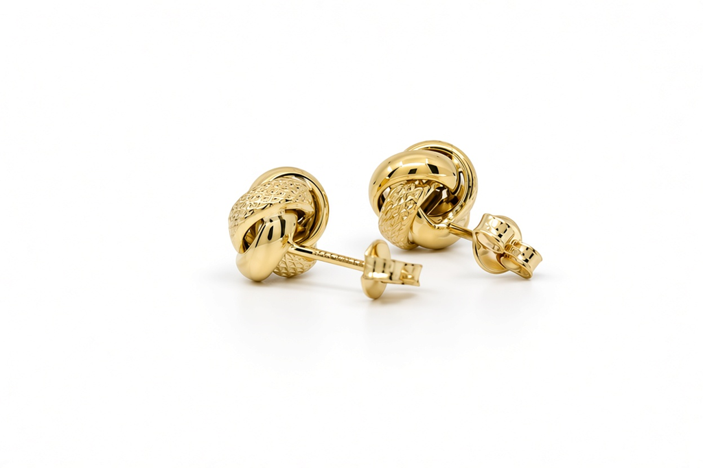 10K Yellow Gold Knot Earrings with Design / Weight: 1.9 GR / NOD001OR