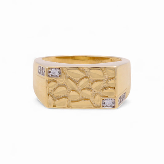 14K Yellow Gold Fashion Men's Ring with CZ / Size: 10 / Weight: 7.5 GR / KEEMR4FS-15