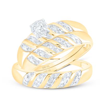 10k Yellow Gold Diamond Trio Set  / Size: Sz:7 & Sz:10  / 15483