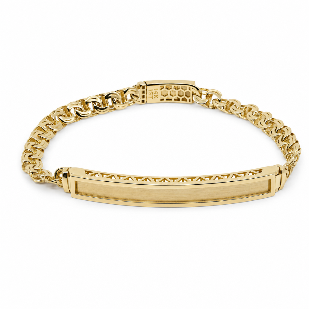 14K Yellow Gold Chinese Link ID Bracelet / Size: 5mm 7" / Weight: 7.7 GR / SFEEWB4CH5-7