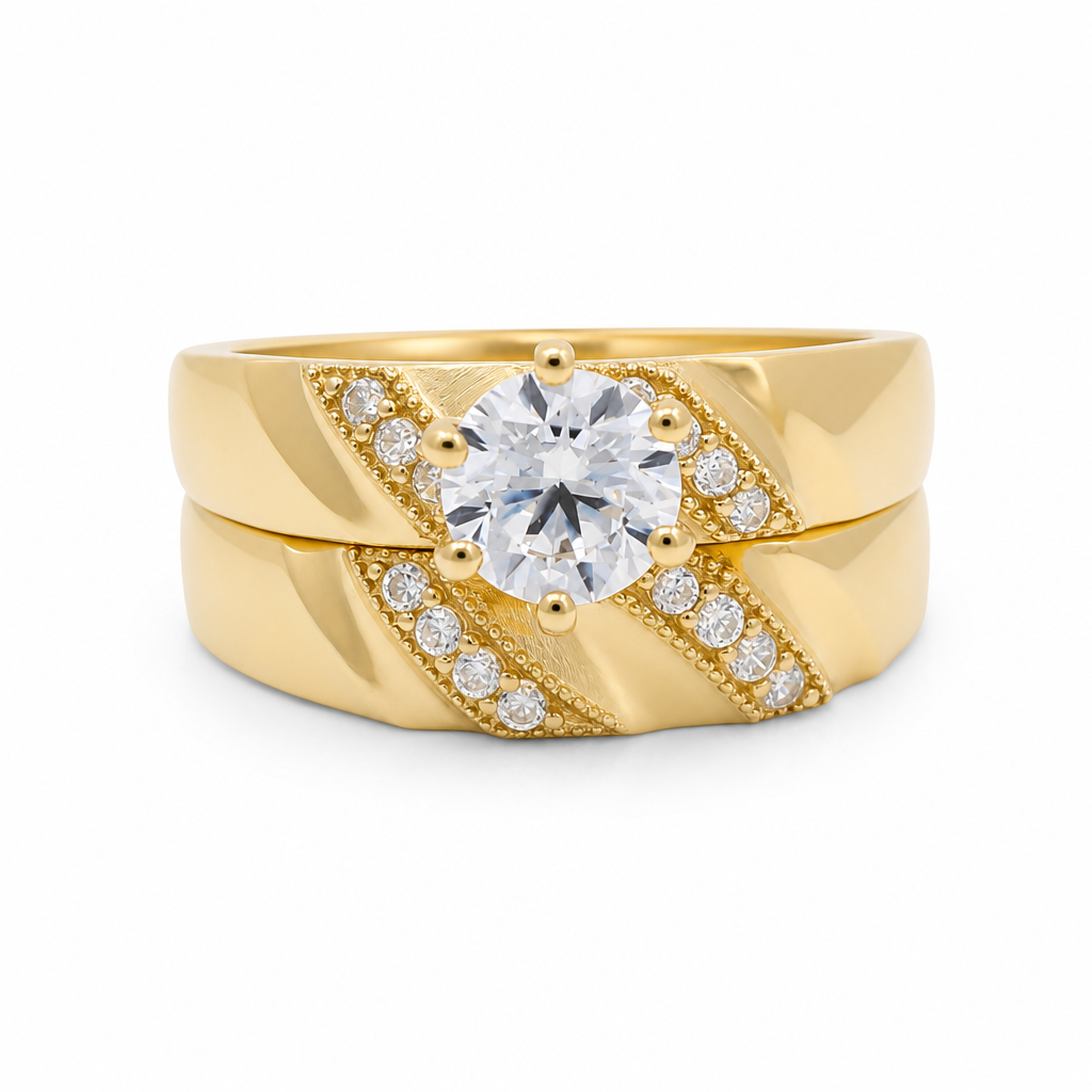14K Yellow Gold Women’s Bridal Set / Stone: Cz / Size: 7.25 / Weight: 4.4 GR